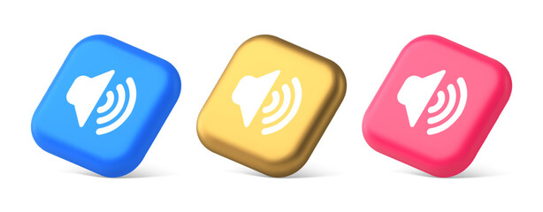 Poster - Volume sound button speaker acoustic level noise wave control 3d realistic isometric icon