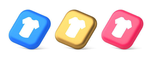 Sticker - T shirt online shopping button internet order purchasing 3d realistic isometric icon