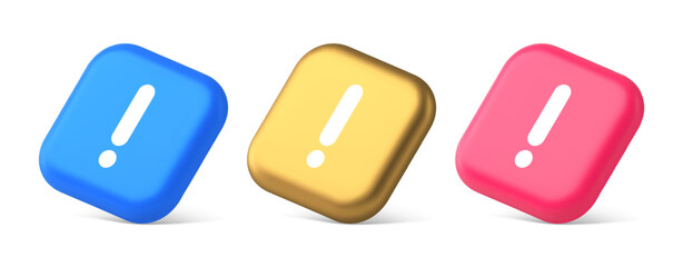 Poster - Exclamation mark keyboard button important attention point cyberspace communication 3d isometric icon
