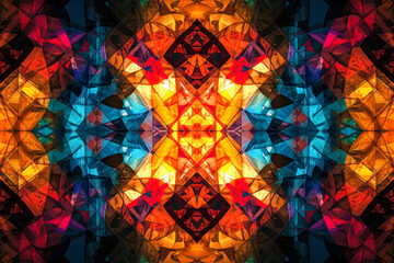 Poster - symphony of geometric patterns emerges from the depths of darkness