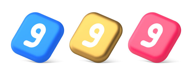 Poster - Nine number button calculation math financial budget web app 3d realistic isometric icon