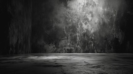 Wall Mural - Abstract dark grunge room with concrete wall and floor