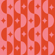© yasminepatterns - Mid century modern half circles and retro starbursts seamless pattern in pink and orange. For home décor, wallpaper and retro backgrounds.