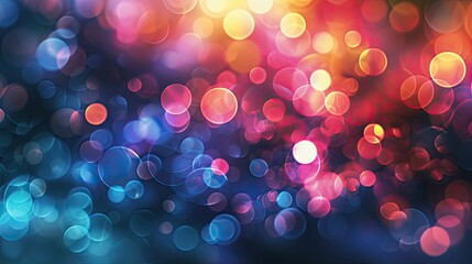 Poster - Abstract circular colorful bokeh from the party light on black background
