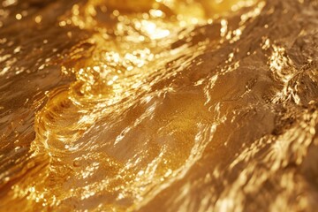 Poster - A detailed view of a surface that is colored in gold. Suitable for various purposes