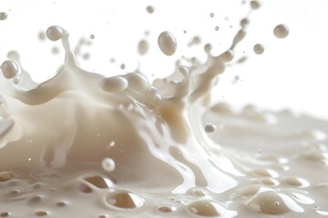 Poster - A splash of milk on a clean white surface. Perfect for food and beverage-related projects