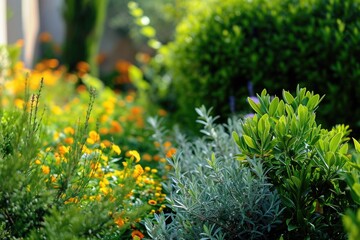 Poster - A collection of various plants growing in lush green grass. Can be used to depict nature, gardening, or environmental concepts