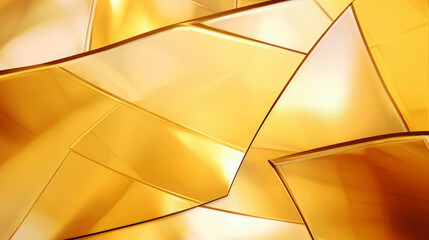 Wall Mural - Golden, geometric shapes of thin glass elements as modern abstract textured background design