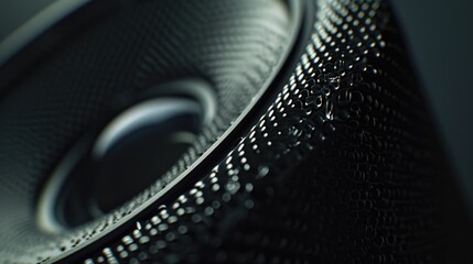 Aufkleber - A close-up view of a speaker placed on a table. Suitable for technology or audio-related projects