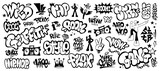 Fototapeta Młodzieżowe -  rap music graffiti hip hop culture symbols icon set , vector design element