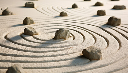 Poster - Stone pebbles stack in a spiral pattern outdoors generated by AI