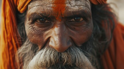 Poster - A close-up image of a man with a long beard. This versatile picture can be used in various contexts