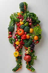 Wall Mural - Human body made from vegetables and fruits. Vegan concept 