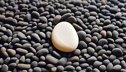 Poster - Smooth pebble in water, symbol of fragility generated by AI