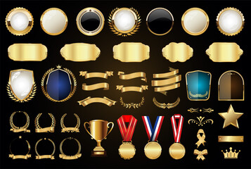 Wall Mural - Luxury gold and silver design badges and labels collection 