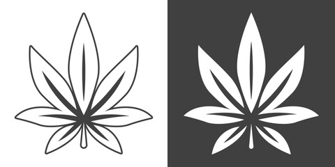 Wall Mural - Cannabis Leave Icon. Hemp, Cannabis Leaf Silhouette, Flat Icon Closeup Isolated. Growing Medical Marijuana. Vector Illustration