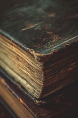 Poster - A close up view of a book placed on a table. Ideal for educational or office-themed designs