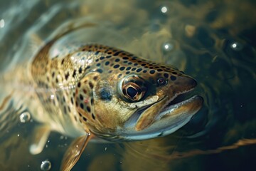 Aufkleber - A detailed view of a fish swimming in a body of water. Suitable for aquatic-themed designs and educational materials