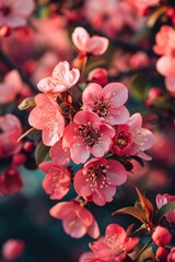 Poster - A close-up shot of a bunch of pink flowers. Perfect for adding a touch of color and beauty to any project