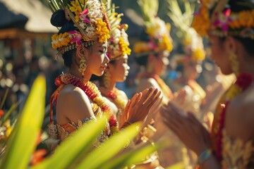 Aufkleber - A vibrant group of women dressed in colorful costumes, standing together. Perfect for celebrations, events, or cultural themes