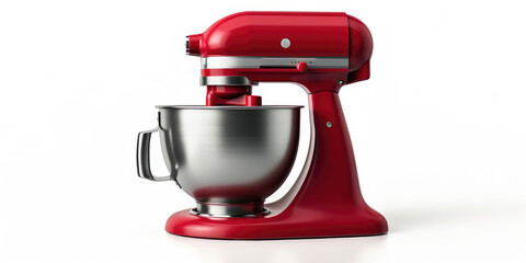 Wall Mural - A red stand mixer on a clean white surface. Perfect for baking and cooking enthusiasts