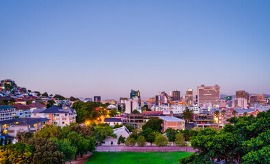 Wall Mural - Cape Town city lit up at dusk, Cape Town, Western Cape, South Africa