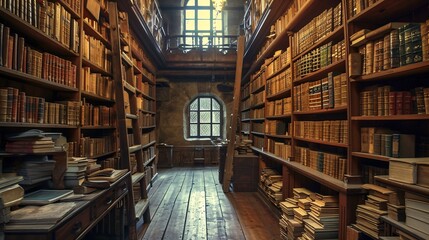 Old Library with Dusty Books and Hidden Nooks  A Haven for Book Lovers and Mystery Seekers