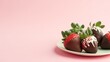 Lots of different chocolate covered strawberries. Concept: Romantic appetizer for a date. Fruits covered with cocoa and multi-colored glaze. banner with copy space on a beige background
