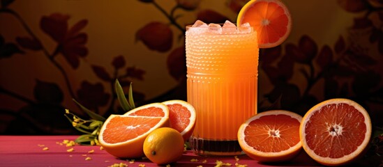 Poster - Marigold-infused grapefruit beverage.