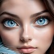 AI generated illustration of an attractive young  a lady with big blue eyes