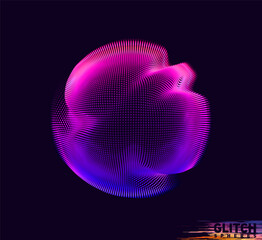 Aufkleber - Corrupted violet point sphere. Abstract vector colorful mesh on dark background. Futuristic style card.