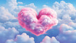 Love is in the Air - Heart-shaped Balloons Soaring in Sky.  A heartwarming digital art of heart-shaped balloons floating among clouds, perfect for Valentine’s Day, romance themes, and love-inspired 