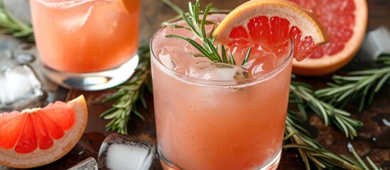 Sticker - Refreshing cold drink made with grapefruit and rosemary.