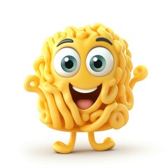 Canvas Print - Cute Cartoon Pasta Character with Bog Eyes Isolated on a White Background