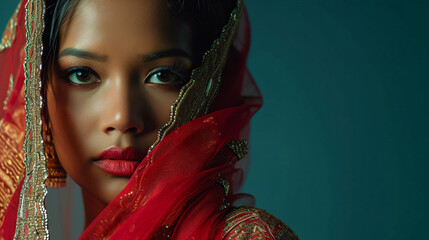 Poster - Beautiful amazing Bangladesh woman on studio background