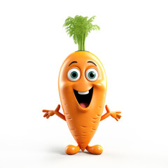 Sticker - Cute Cartoon Carrot Character with Bog Eyes Isolated on a White Background