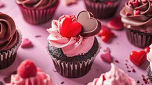 Valentine's Day Themed Cupcakes And Sweets, Capturing The Essence Of Valentine's Day Through Color, Composition, And Emotion