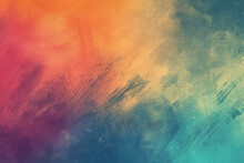 Abstract Textured Background With A Brushstroke Pattern In Orange And Teal Gradient.