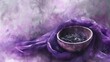 © SmartArt - Watercolor illustration of Ash Wednesday concept, featuring a bowl of ashes on a purple cloth, soft and reflective ambiance, delicate brushstrokes capturing the solemn mood