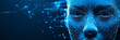 face recognition technology for identity verification and security, closeup with copy space
