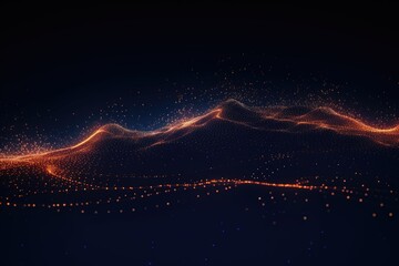 Wall Mural - Digital wave with dots in dark cyberspace.
