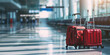 This wide banner showcases a lineup of luggage suitcases in an airport setting, offering a generous area for illustrating vacation and holiday travel ideas.