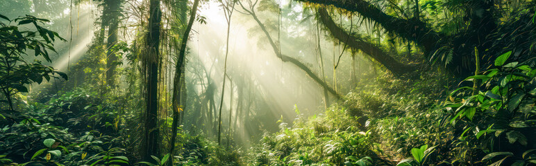 Wall Mural - sunlight shining through the trees