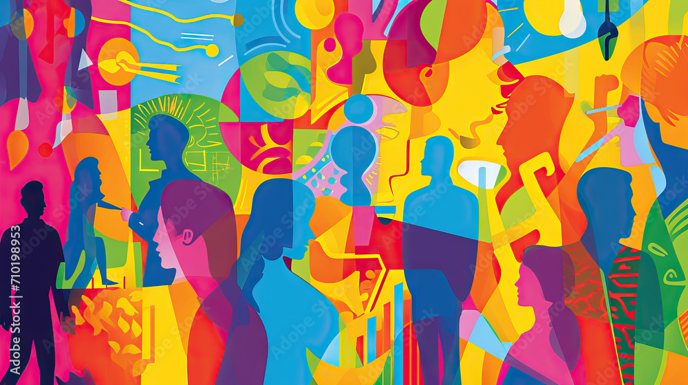 Creative Collaboration: An abstract background depicting people working ...