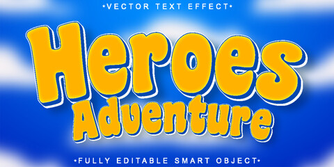 Poster - Cartoon Hero Adventure Vector Fully Editable Smart Object Text Effect