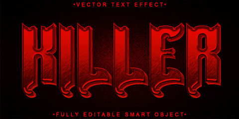 Poster - Red Horror Killer Vector Fully Editable Smart Object Text Effect