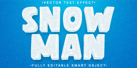 Poster - Cartoon Snowman Vector Fully Editable Smart Object Text Effect