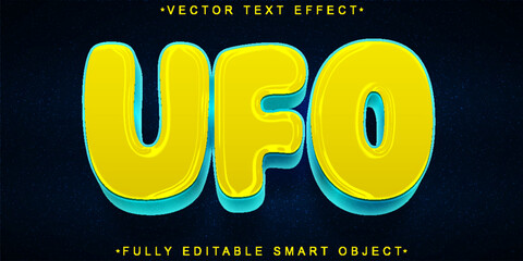 Poster - Cartoon Yellow Ufo Vector Fully Editable Smart Object Text Effect