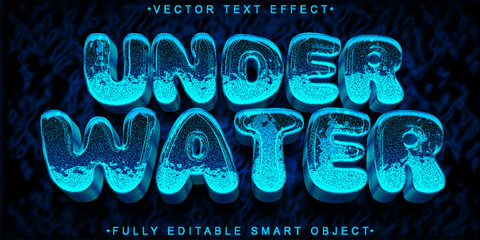Poster - Cartoon Blue Under Water Vector Fully Editable Smart Object Text Effect