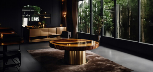 Wall Mural - elite handmade solid wood table with epoxy resin. Expensive luxury furniture, quality materials